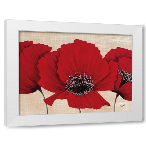 LINEN POPPY White Modern Wood Framed Art Print by Lake, Kaye
