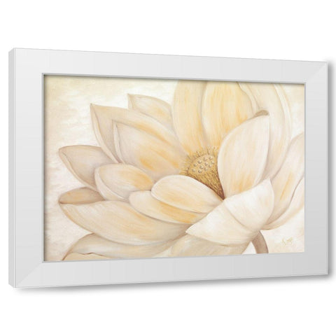 GOLDEN LOTUS White Modern Wood Framed Art Print by Lake, Kaye