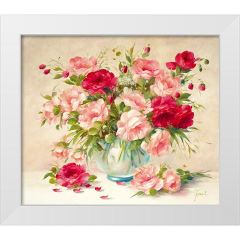 Medley With Roses White Modern Wood Framed Art Print by Fasani
