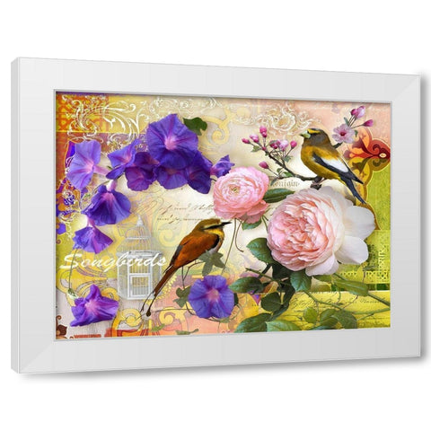 SONGBIRDS White Modern Wood Framed Art Print by Florenti, Isa