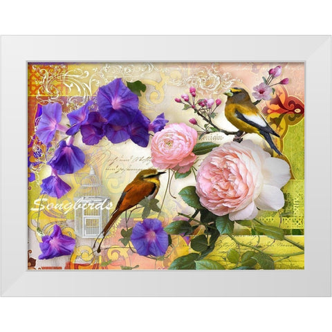 SONGBIRDS White Modern Wood Framed Art Print by Florenti, Isa