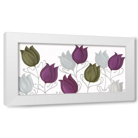 Tempting Tulips White Modern Wood Framed Art Print by Lake, Kaye