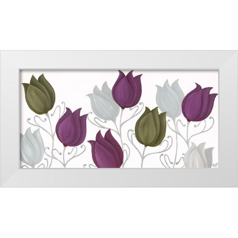 Tempting Tulips White Modern Wood Framed Art Print by Lake, Kaye