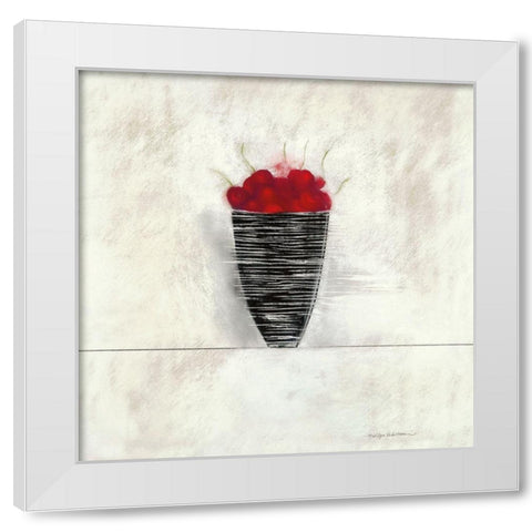 CHERRIES I White Modern Wood Framed Art Print by Robertson, Marilyn