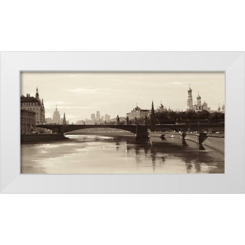 Bolshoy Moskworetsky Bridge White Modern Wood Framed Art Print by Ryazanov