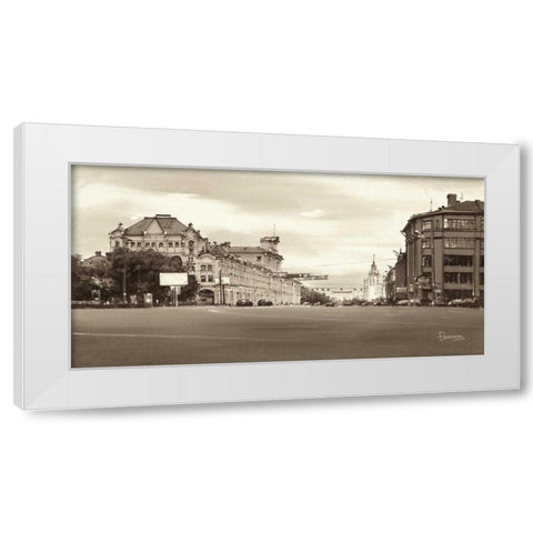 Lubjanka Place, Moscow White Modern Wood Framed Art Print by Ryazanov