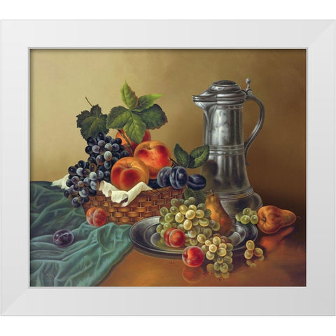 DELICIOUS GRAPES White Modern Wood Framed Art Print by Pila