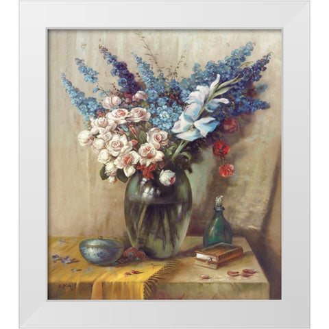 JULY BOUQUET White Modern Wood Framed Art Print by Pila