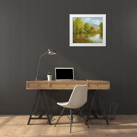 QUIET LAGOON White Modern Wood Framed Art Print by Schoelnhammer, Heinz