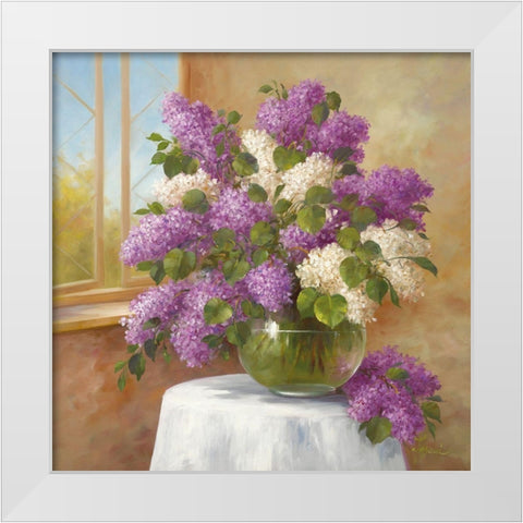 LILAC CHORUS White Modern Wood Framed Art Print by Fasani