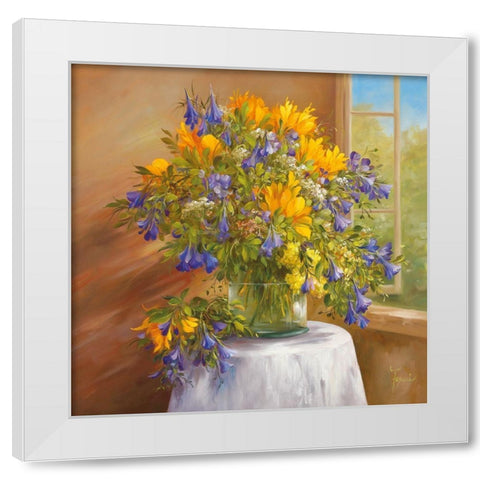 SUMMER BLOOM White Modern Wood Framed Art Print by Fasani