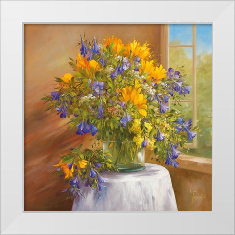 SUMMER BLOOM White Modern Wood Framed Art Print by Fasani