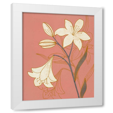 Terra Cotta Lillies II White Modern Wood Framed Art Print by Design Show