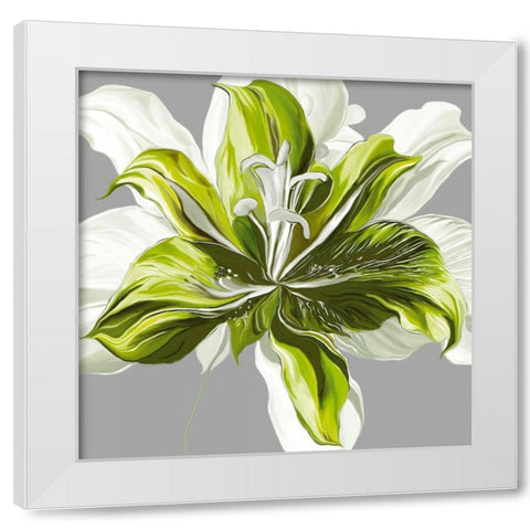 Spring Greens I White Modern Wood Framed Art Print by Scaffardi, Sally
