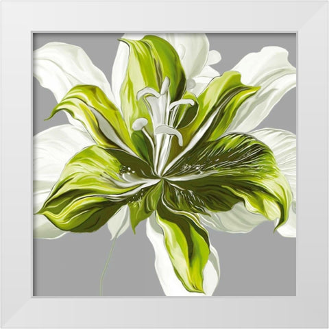 Spring Greens I White Modern Wood Framed Art Print by Scaffardi, Sally