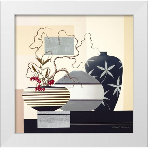 Twigs and Berries I White Modern Wood Framed Art Print by Sedalia, David