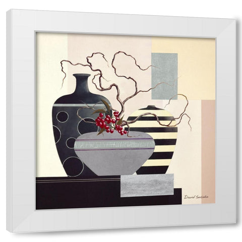 Twigs and Berries II White Modern Wood Framed Art Print by Sedalia, David