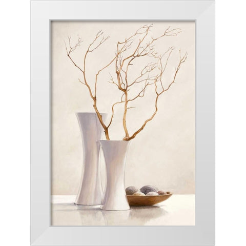 Willow Twigs I White Modern Wood Framed Art Print by van der Valk, Karin