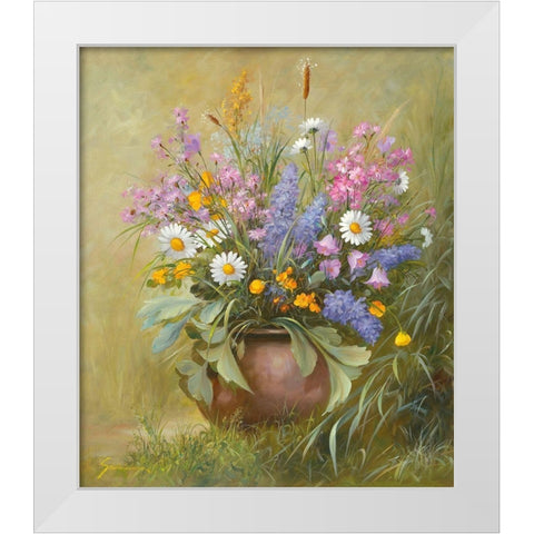 Floral BOUQUET I White Modern Wood Framed Art Print by Schoelnhammer, Heinz