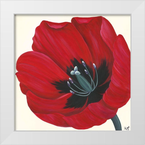 CRIMSON PASSION I White Modern Wood Framed Art Print by Lake, Kaye