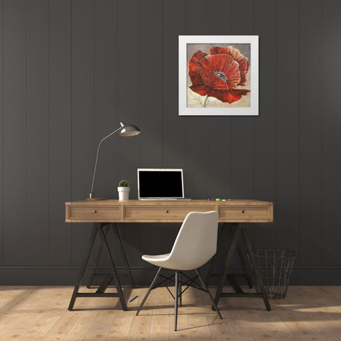 BOLD POPPY I White Modern Wood Framed Art Print by Withaar, Rian