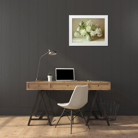 WHITE PEONIES White Modern Wood Framed Art Print by Buzin, Igor