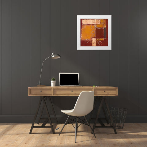 Circles on red-brown II White Modern Wood Framed Art Print by Sedalia, David