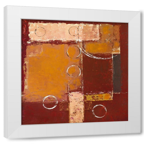 Circles on red-brown II White Modern Wood Framed Art Print by Sedalia, David