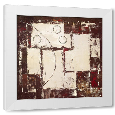 Circles on brown-beige I White Modern Wood Framed Art Print by Sedalia, David