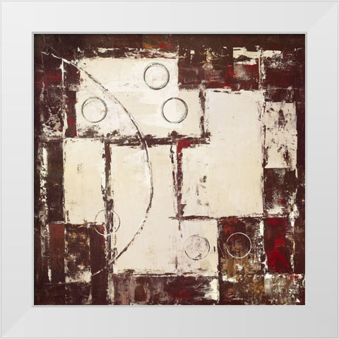 Circles on brown-beige I White Modern Wood Framed Art Print by Sedalia, David