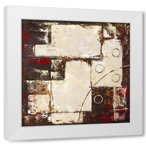 Circles on brown-beige II White Modern Wood Framed Art Print by Sedalia, David