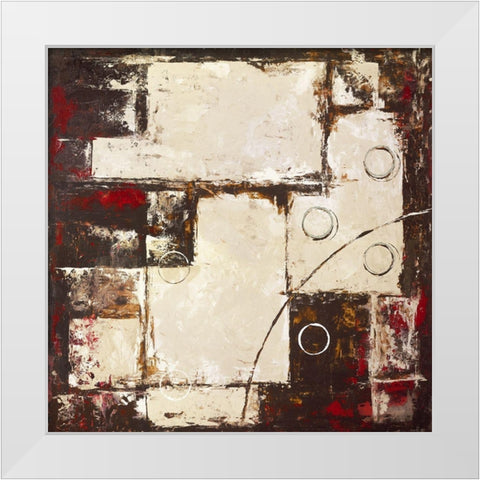 Circles on brown-beige II White Modern Wood Framed Art Print by Sedalia, David