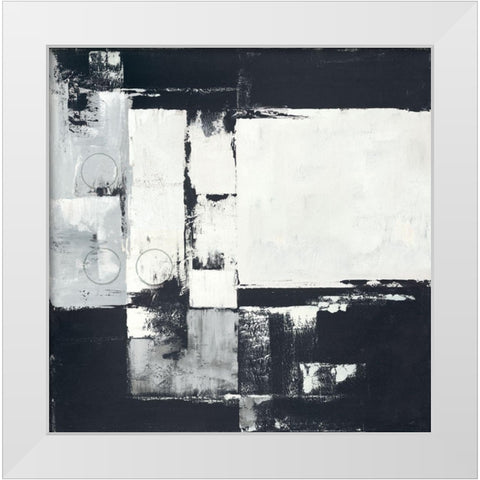 Circles on Black-White I White Modern Wood Framed Art Print by Sedalia, David