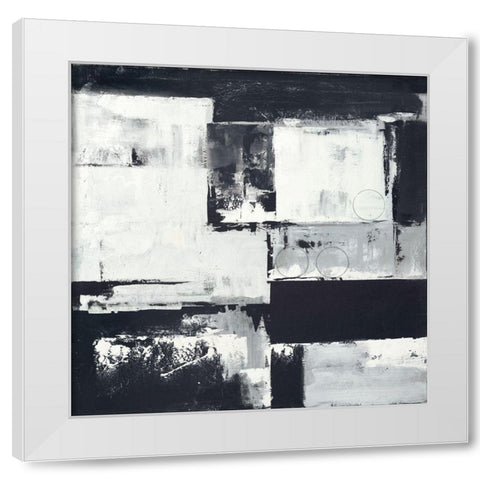 Circles on Black-White II White Modern Wood Framed Art Print by Sedalia, David