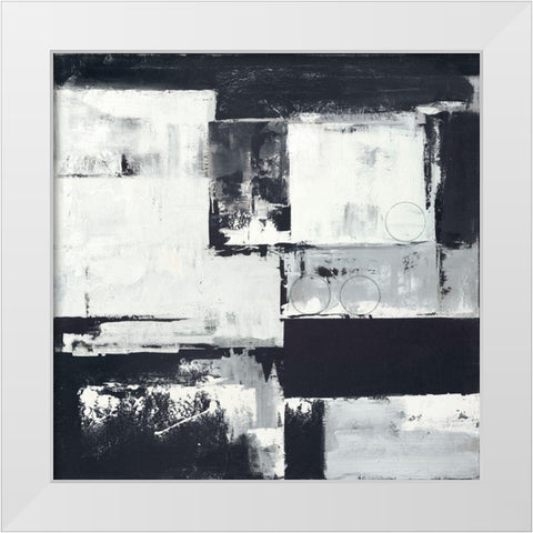 Circles on Black-White II White Modern Wood Framed Art Print by Sedalia, David