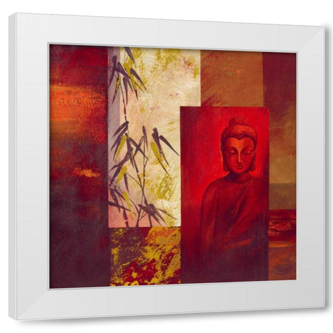 Buddha I White Modern Wood Framed Art Print by Verbeek-Van Den Broek