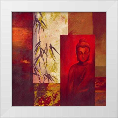 Buddha I White Modern Wood Framed Art Print by Verbeek-Van Den Broek