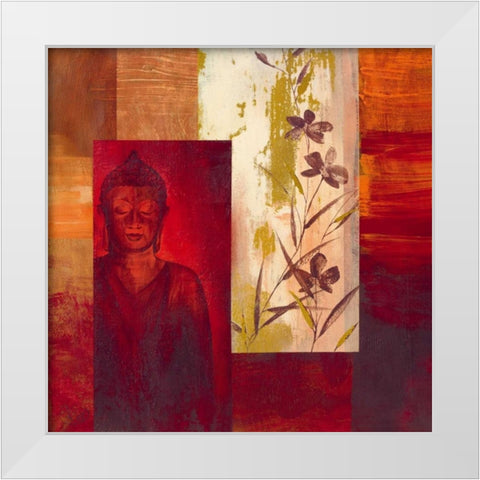 Buddha II White Modern Wood Framed Art Print by Verbeek-Van Den Broek