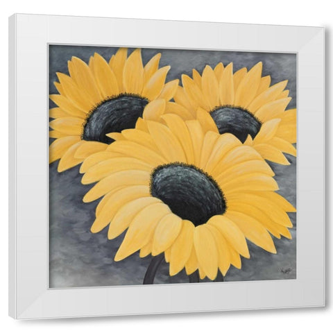 Sunflower Serenade I White Modern Wood Framed Art Print by Lake, Kaye