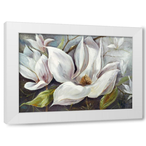 Tender Magnolias I White Modern Wood Framed Art Print by Field, Anna