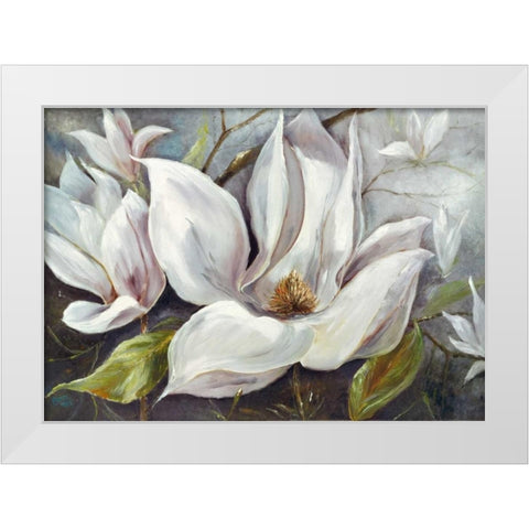 Tender Magnolias I White Modern Wood Framed Art Print by Field, Anna
