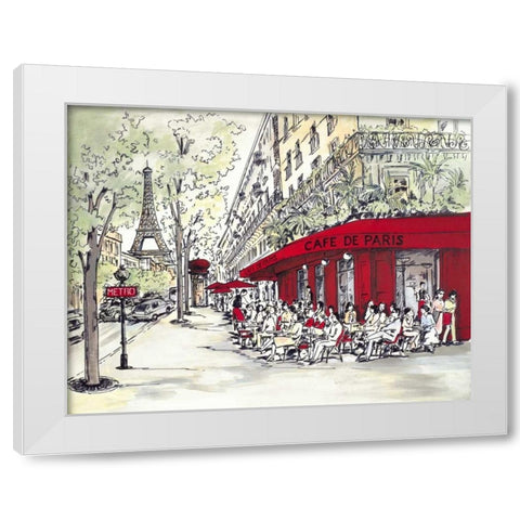 Cafe De Paris White Modern Wood Framed Art Print by Marceau, Chloe