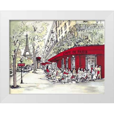Cafe De Paris White Modern Wood Framed Art Print by Marceau, Chloe