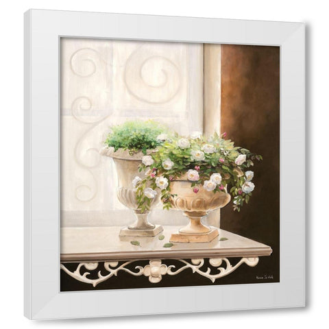FLOWERS AT THE WINDOW II White Modern Wood Framed Art Print by v.d. Valk, Karin