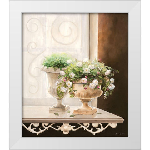 FLOWERS AT THE WINDOW II White Modern Wood Framed Art Print by v.d. Valk, Karin