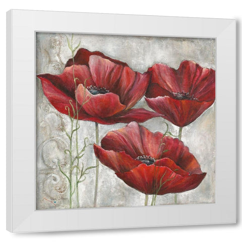 THREE POPPIES I White Modern Wood Framed Art Print by Withaar, Rian