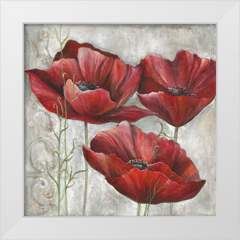 THREE POPPIES I White Modern Wood Framed Art Print by Withaar, Rian