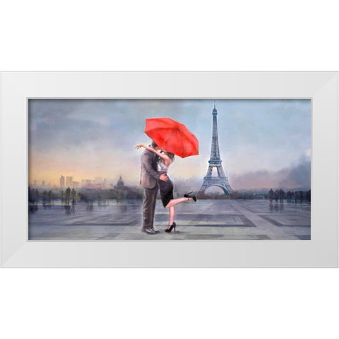 Paris Love White Modern Wood Framed Art Print by Tarin, Michael