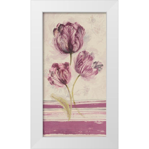 Floral WITH STRIPES I White Modern Wood Framed Art Print by Disegni