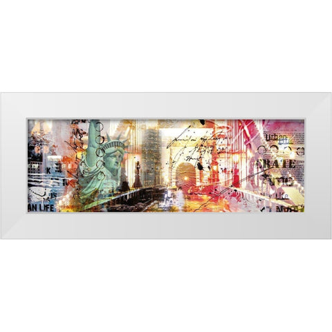 NEW YORK COLLAGE White Modern Wood Framed Art Print by Pax